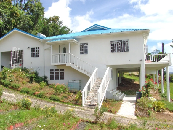 Sea View Villa with Pool & Orchard in Castries front entrance of villa