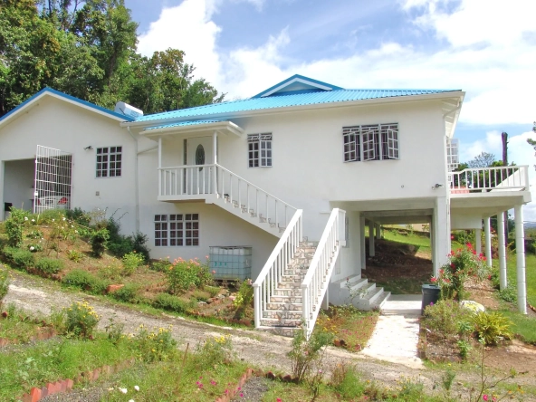 Sea View Villa with Pool & Orchard in Castries front entrance of villa