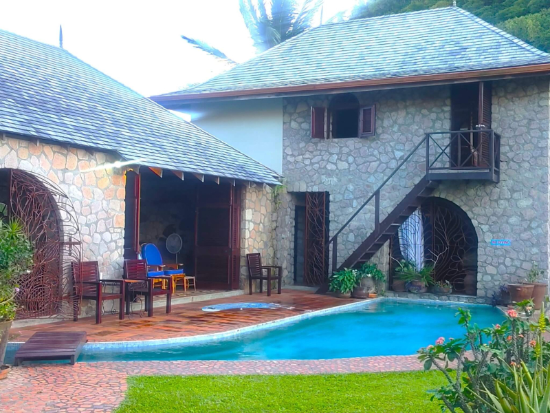 St. Lucia Real Estate Villa Piton views pool entrace
