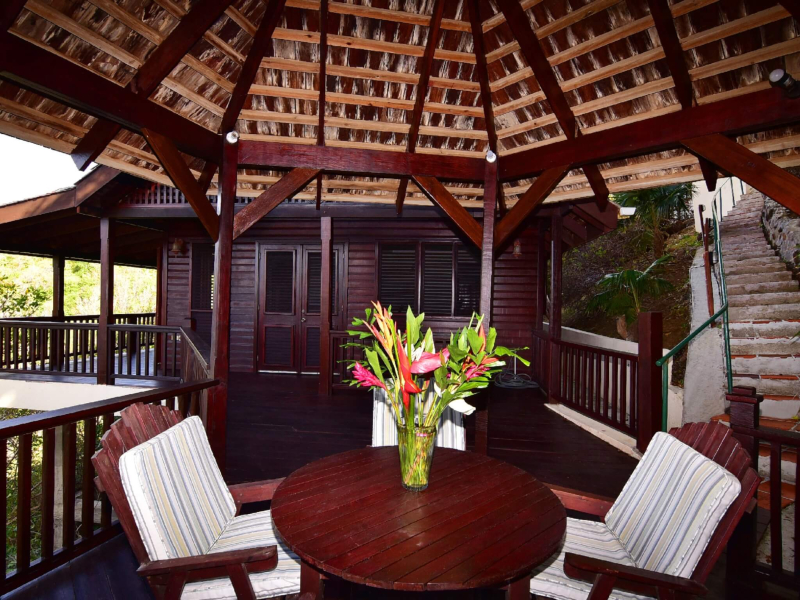 St. Lucia Real Estate Cliffside Oceanview Estate outdoor dining gazebo