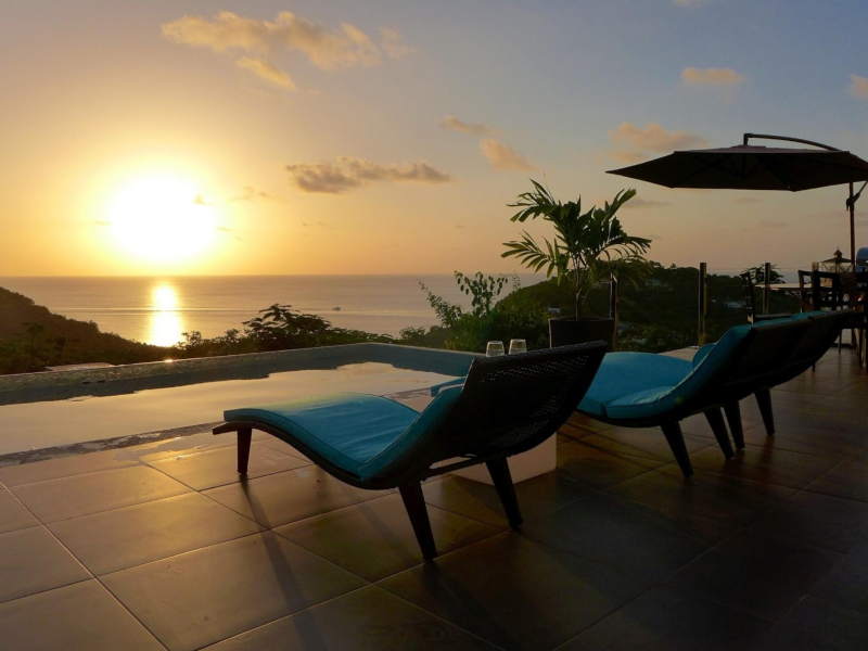 st lucia real estate 3-Bedroom Villa with Breathtaking Caribbean Sea Views sunset