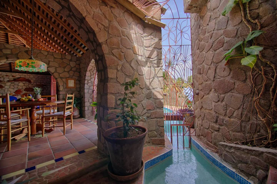St. Lucia Real Estate Villa Piton stone walls